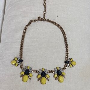 J. Crew Yellow and Navy Floral Statement Necklace
